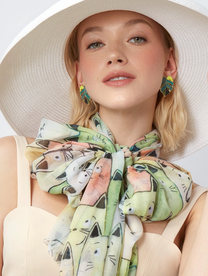 Палантин женский с принтом Котики KSH16-128-3