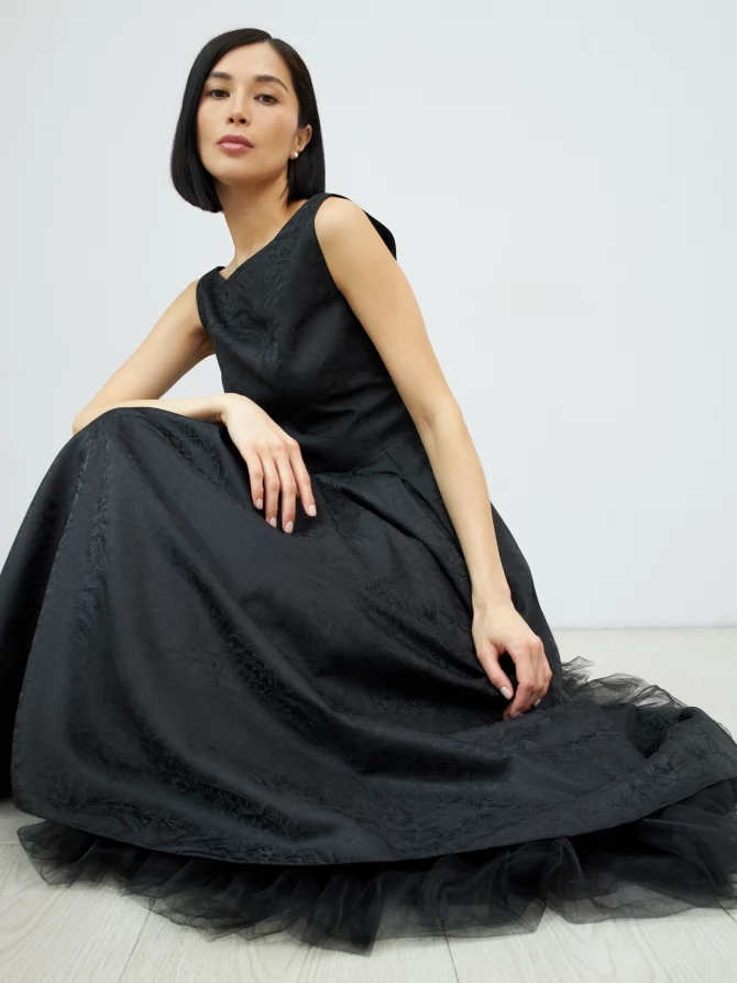 Платье из жаккарда OD-939-2 черный