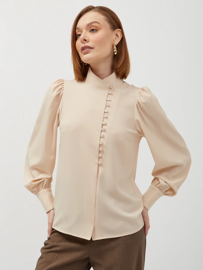Блуза-косоворотка с асимметричной планкой
