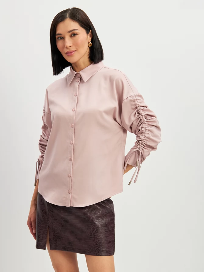 Блузка тонкая джинса OD-858-1 пудра