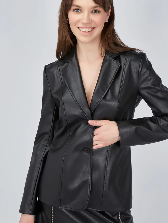 Без пояса! Кожаный жакет ODP-758-1