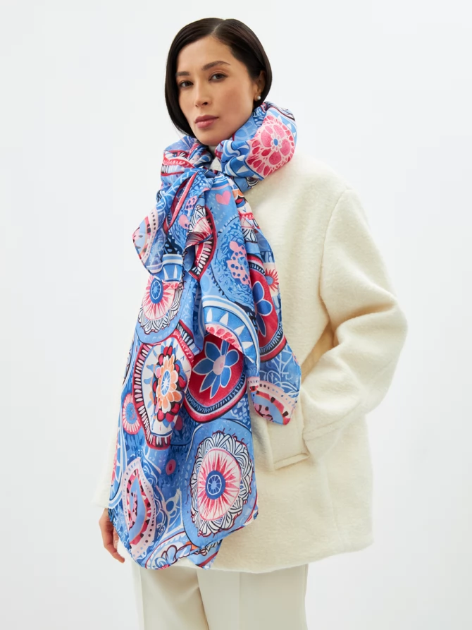 Палантин двусторонний с арт-деко принтом D2-1353-4