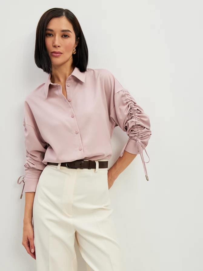 Блузка тонкая джинса OD-858-1 пудра