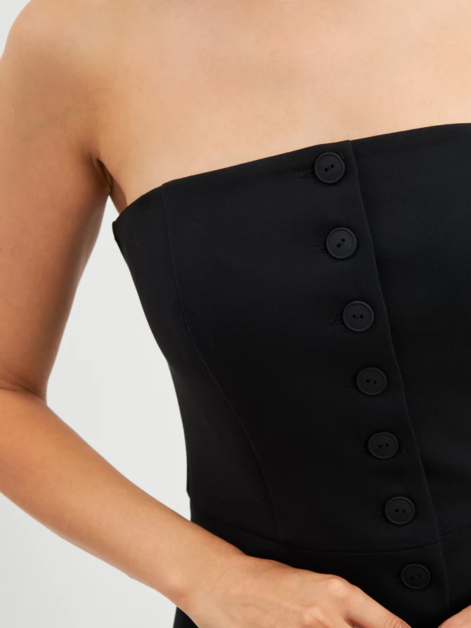 Блузка (корсет) из костюмной ткани на подкладке OD-908-1 черный