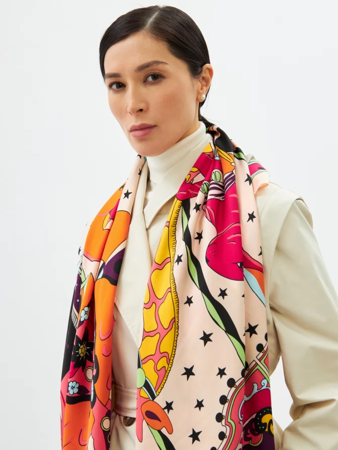 Платок женский двусторонний с принтом Арт-Деко LO-1255-2