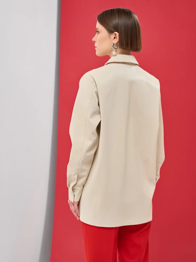 Без пояса! Куртка из лакированной эко-кожи ODP-476-2