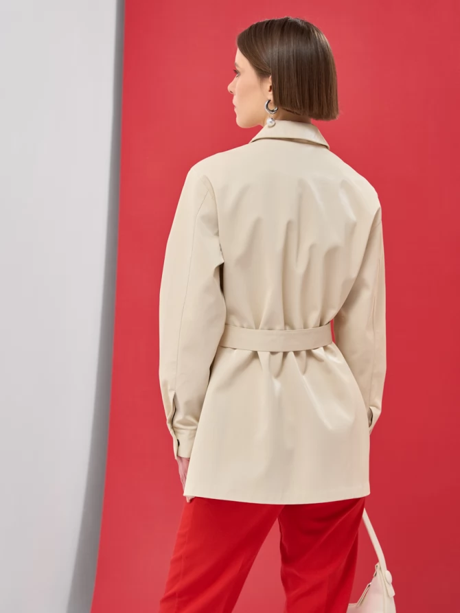 Без пояса! Куртка из лакированной эко-кожи ODP-476-2