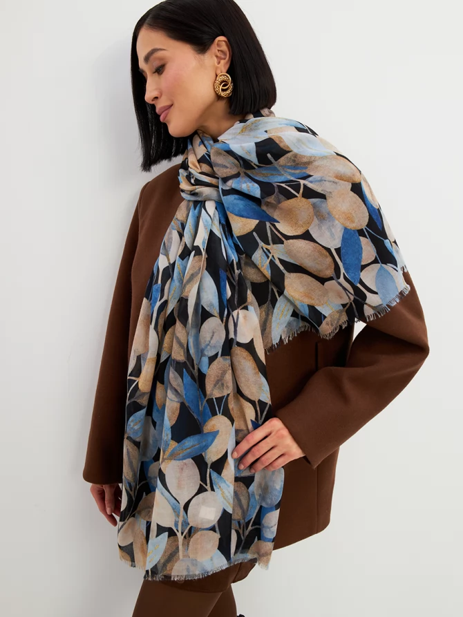 Палантин с принтом "Листья"