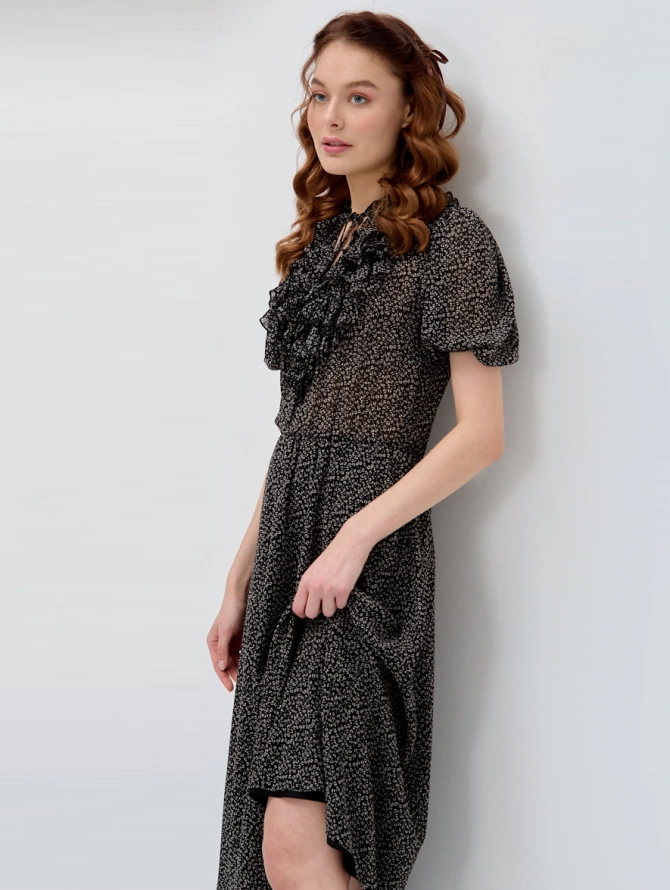 Платье из шифона с рюшами