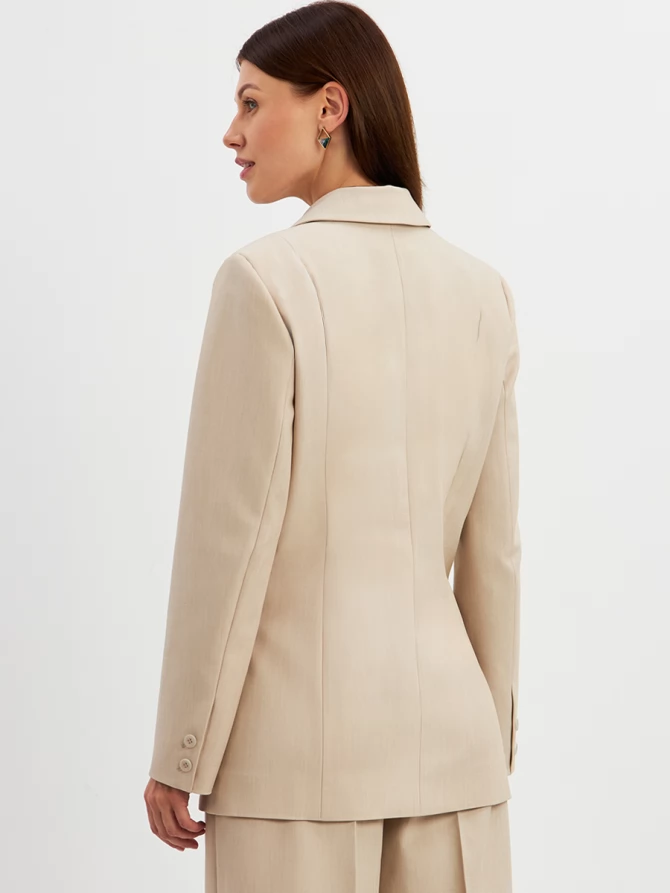 Жакет двубортный на подкладке OD-980-1 бежевый