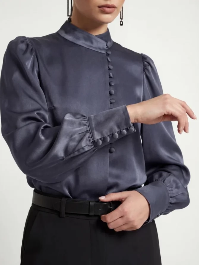 Блуза-косоворотка много пуговиц OD-550-19 графит