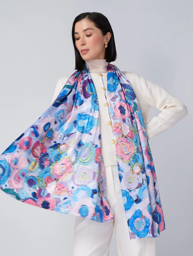 Палантин женский с авторским цветочным принтом KSH16-14510-2
