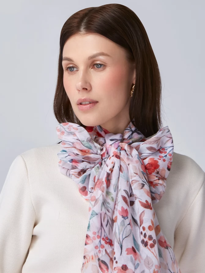 Палантин женский с акварельным цветочным принтом KSH16-125-2