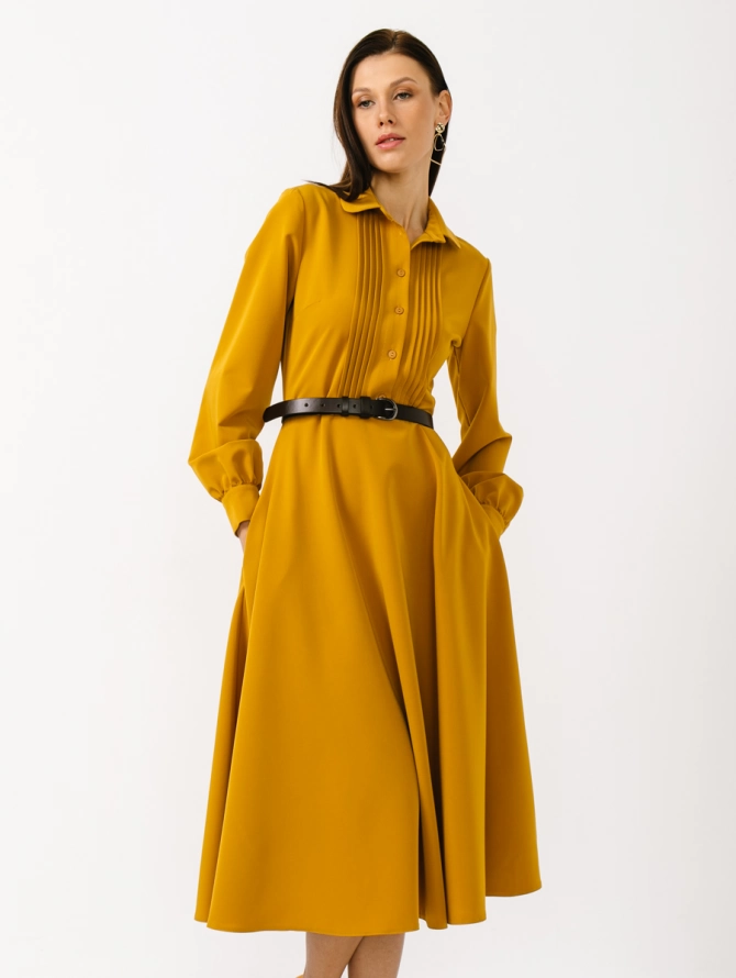 Платье из костюмной ткани OD-841-1 горчица