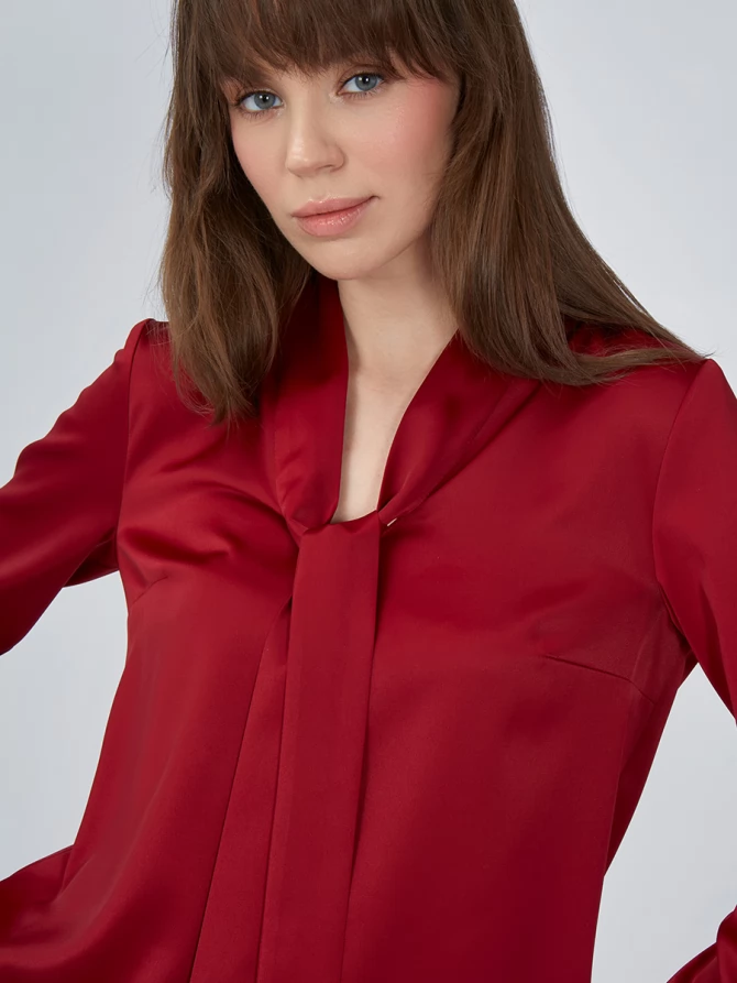 Блузка с завязками OD-812-3 бордовая