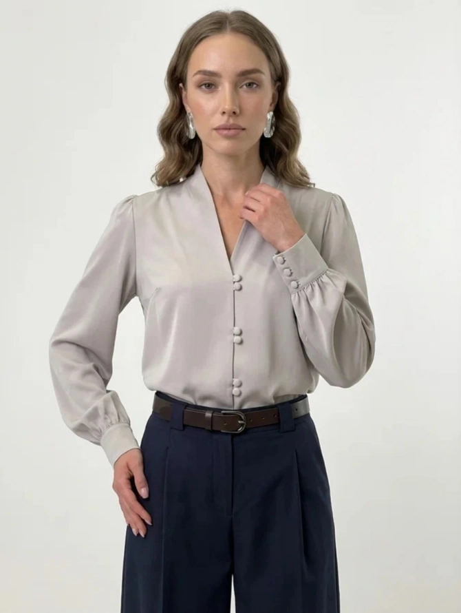 Блузка OD-735-15 серо-коричневый