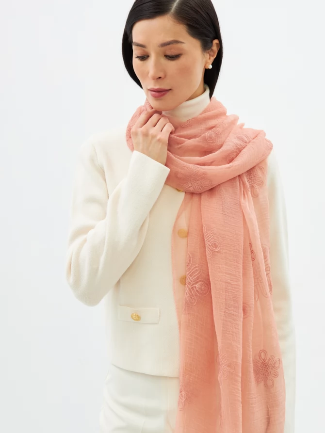 Палантин женский двусторонний с вышивкой арт-деко BB-1352-8