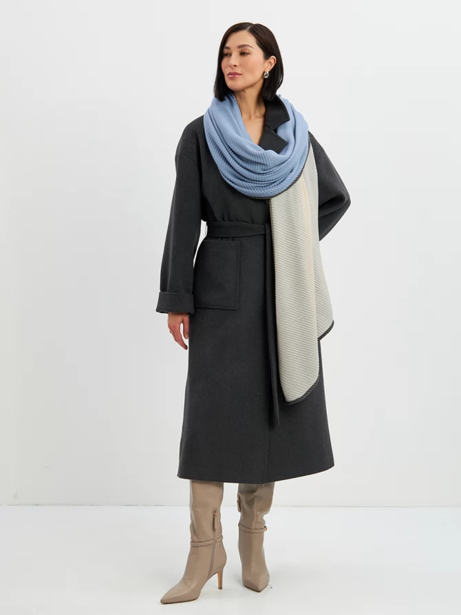 Палантин женский двусторонний жатый