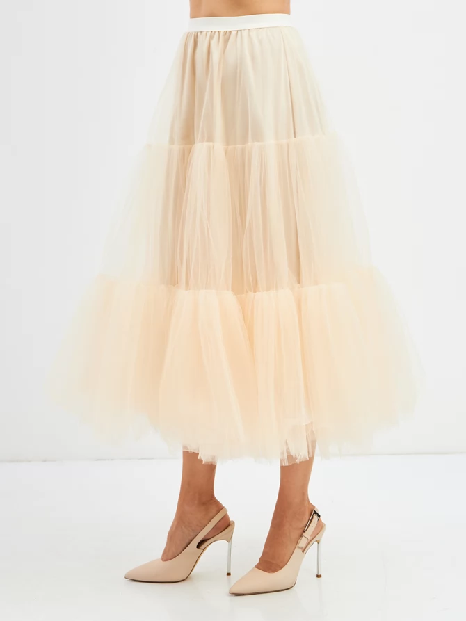 Платье из жаккарда + юбка из фатина OD-939-1 сливочный