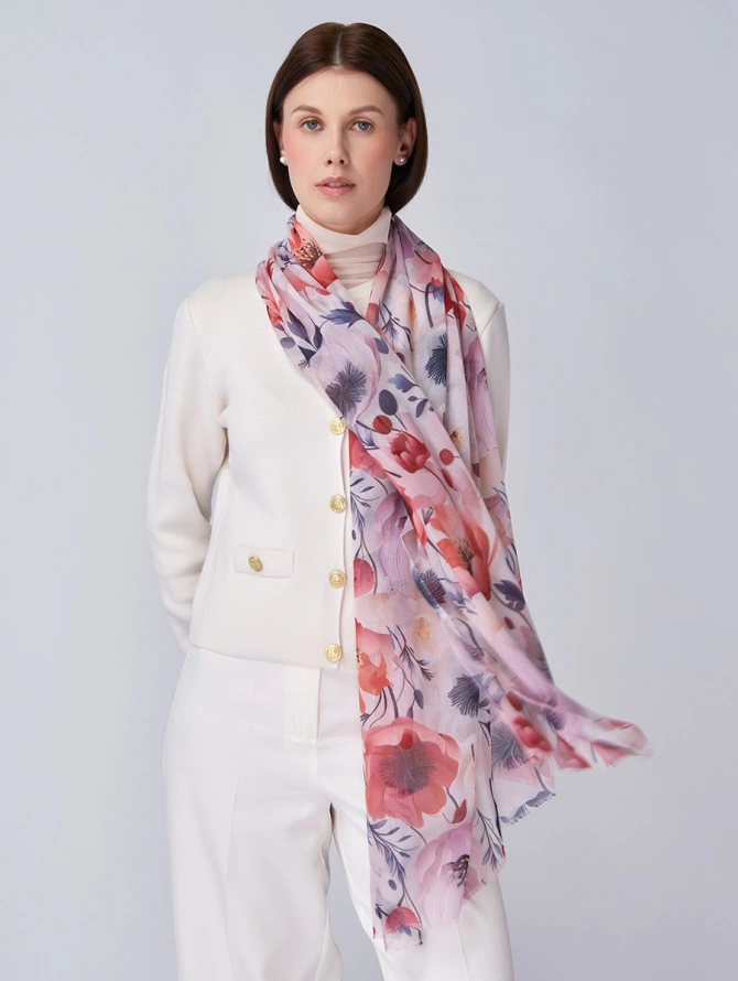 Палантин женский с цветочным принтом