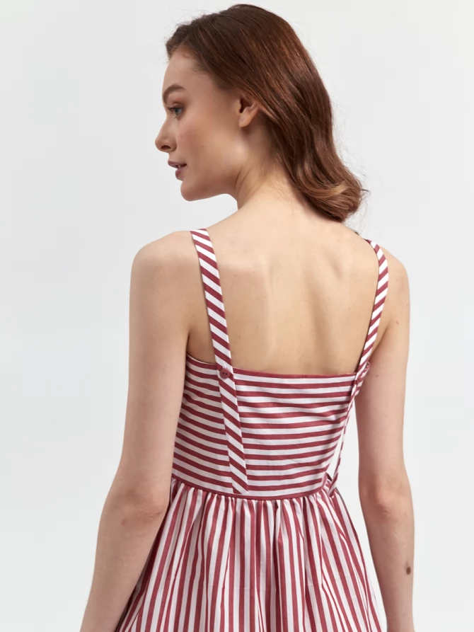 Платье-сарафан из хлопка в полоску с регулируемыми бретелями
