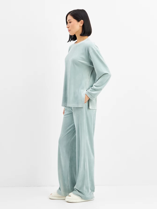 Костюм из велюра со съемным капюшоном и резинкой в комплекте OD-1009-2 зеленый