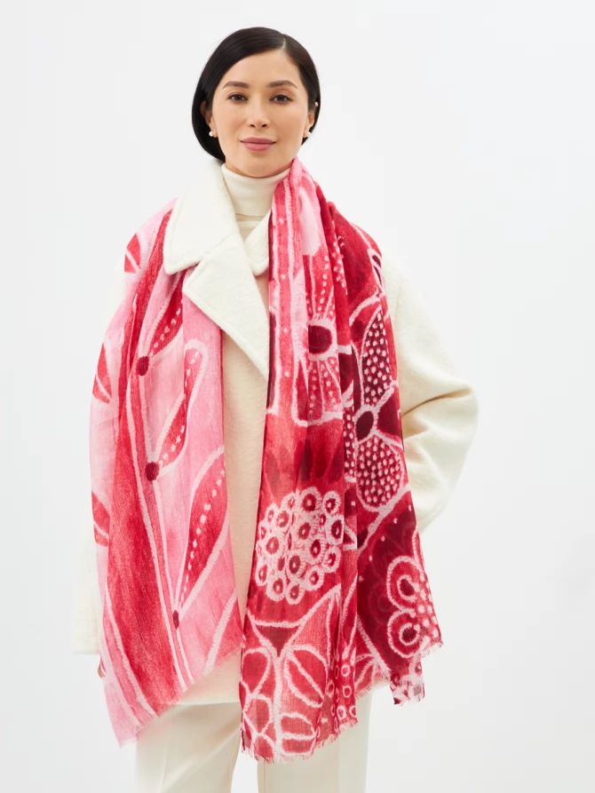 Палантин женский двусторонний с принтом арт-деко D2H-135-2