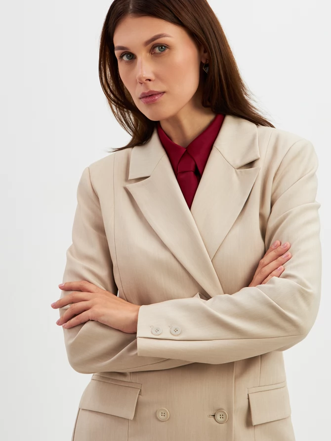 Жакет двубортный на подкладке OD-980-1 бежевый