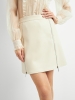 Юбка короткая из эко-кожи с молниями OD-1004-3 молочный