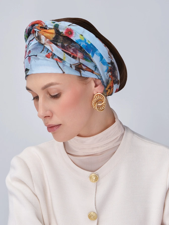 Палантин женский с цветочным принтом KSH16-122-5