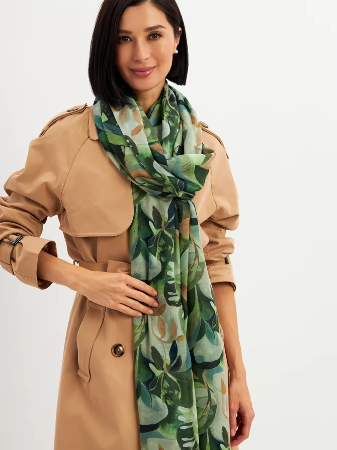 Палантин женский с тропическим принтом KSH25-1257-4