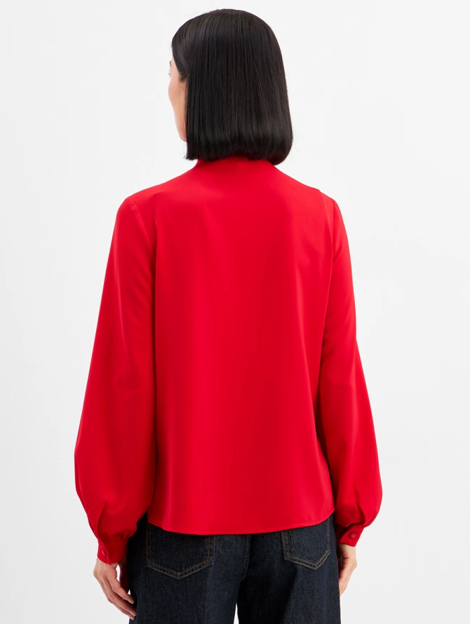 Блузка с рюшами и завязками, красная