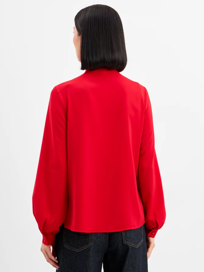 Блузка с рюшами и завязками, красная