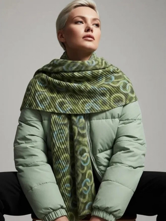 Палантин женский с жатой текстурой и абстрактным принтом