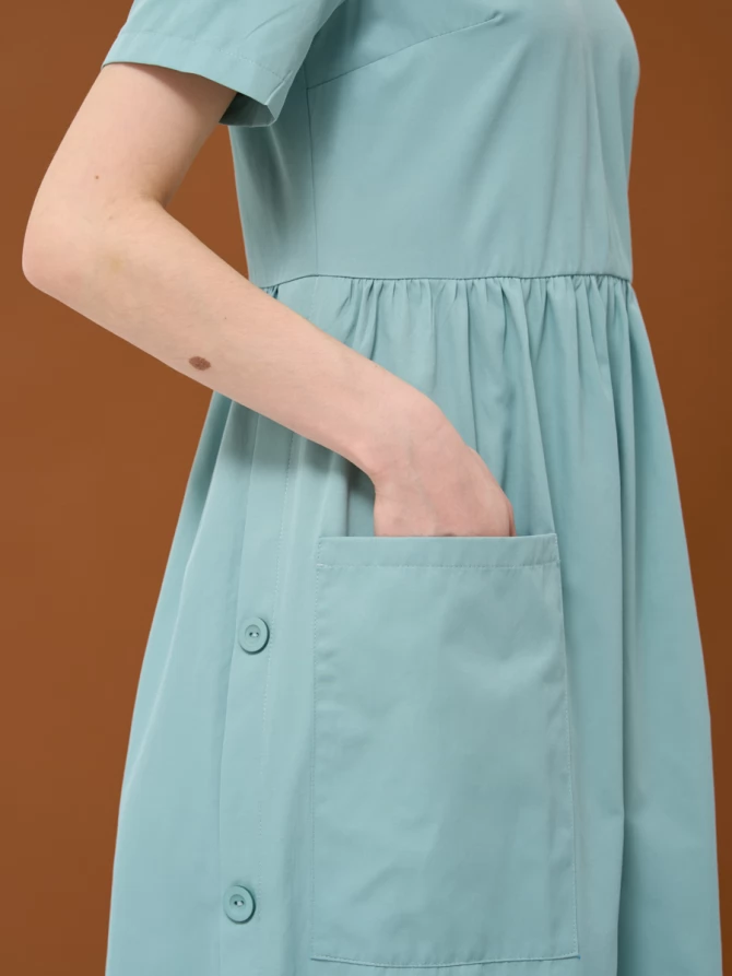 Платье хлопок OD-795-1 с планкой св.зеленое