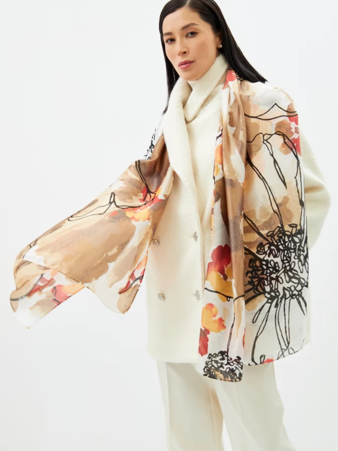 Палантин двусторонний с принтом арт-деко