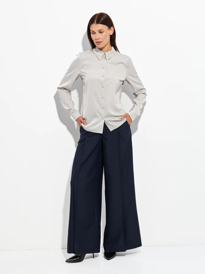 Блузка с галстуком  OD-881-8 серо-коричневый