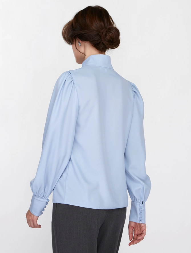 Блуза-косоворотка много пуговиц OD-550-9-серо-голубая