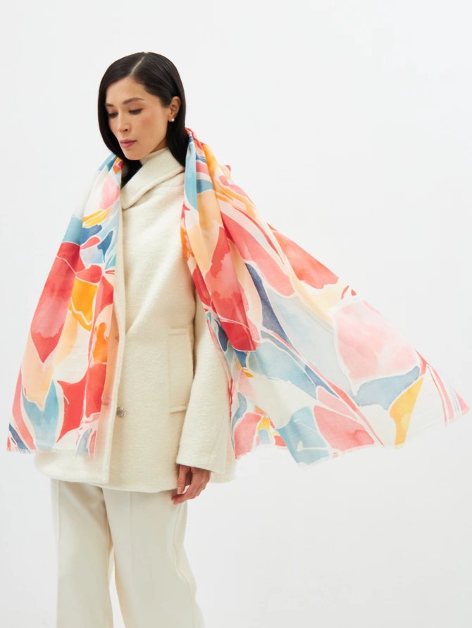 Палантин женский двусторонний с принтом арт-деко