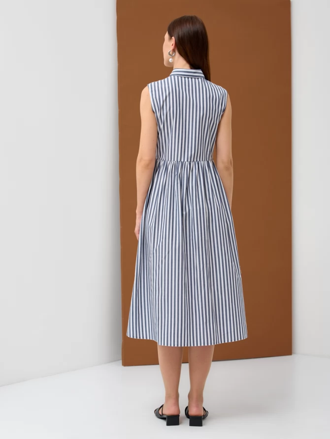 Платье хлопок OD-800-2 полоса синяя