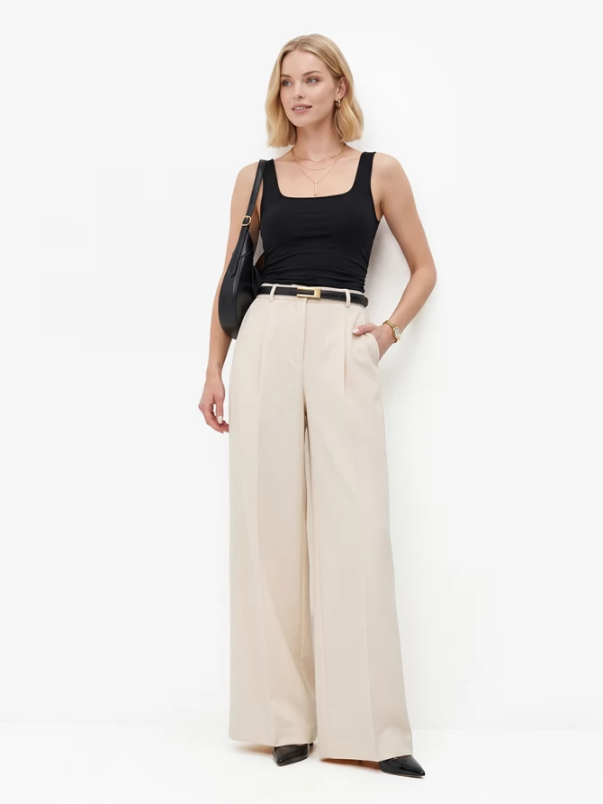 Брюки из костюмной ткани OD-1036-1 молочный