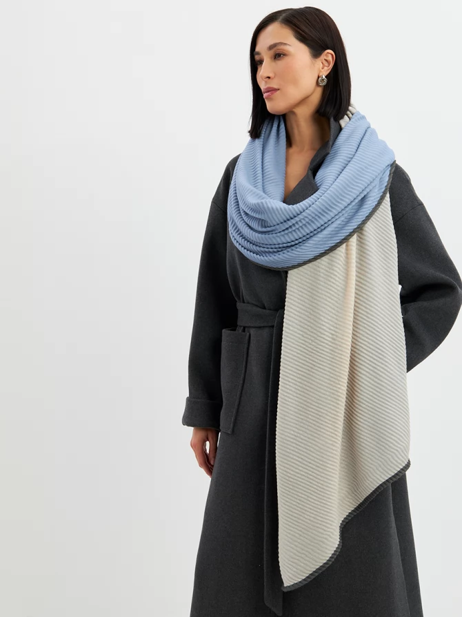 Палантин женский двусторонний жатый