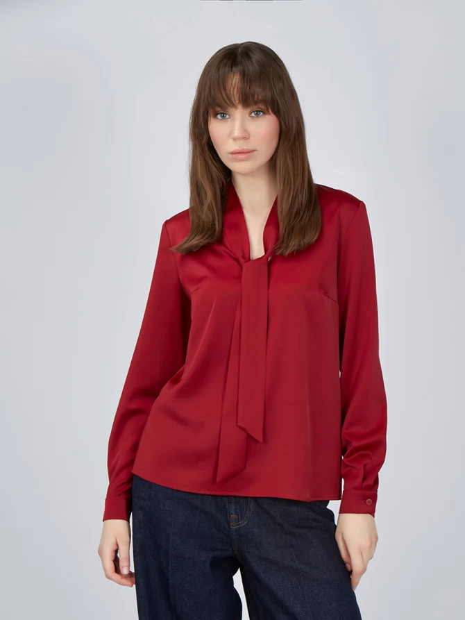 Блузка с завязками OD-812-3 бордовая