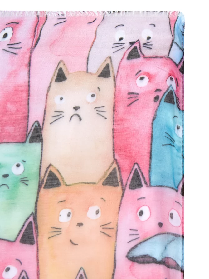 Палантин с принтом "Забавные коты"