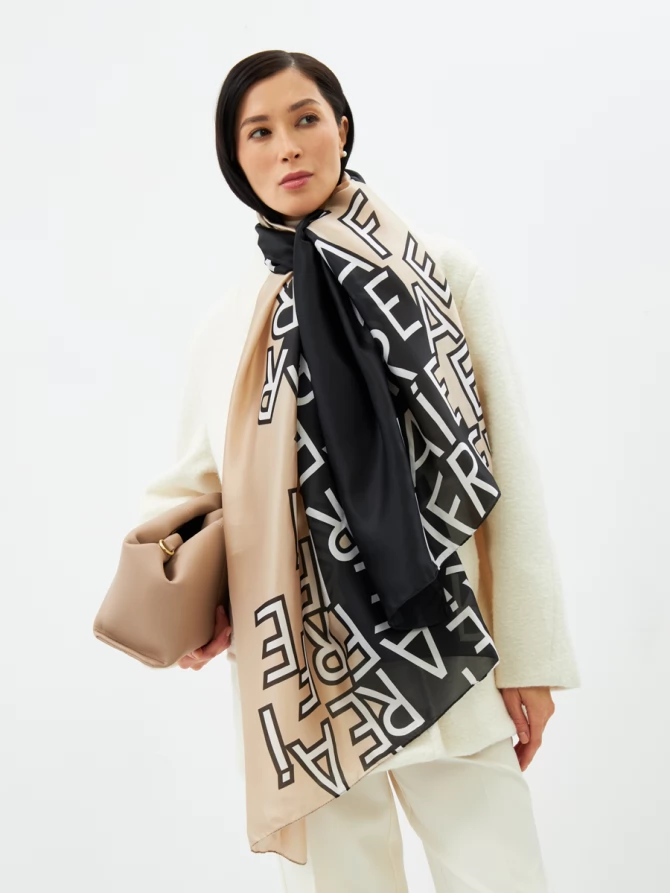 Палантин женский двусторонний с принтом арт-деко