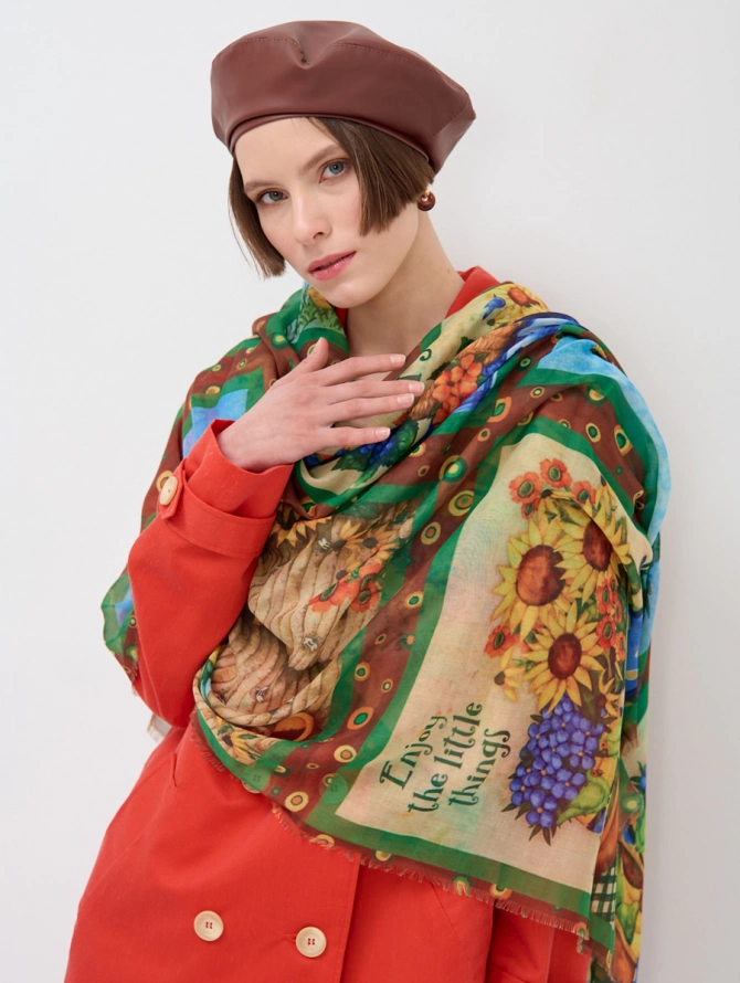 Платок с принтом 'Подсолнухи и Изобилие' KSH7-175-41