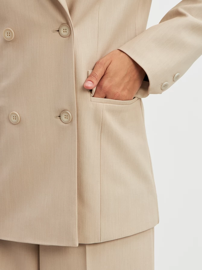 Жакет двубортный на подкладке OD-980-1 бежевый