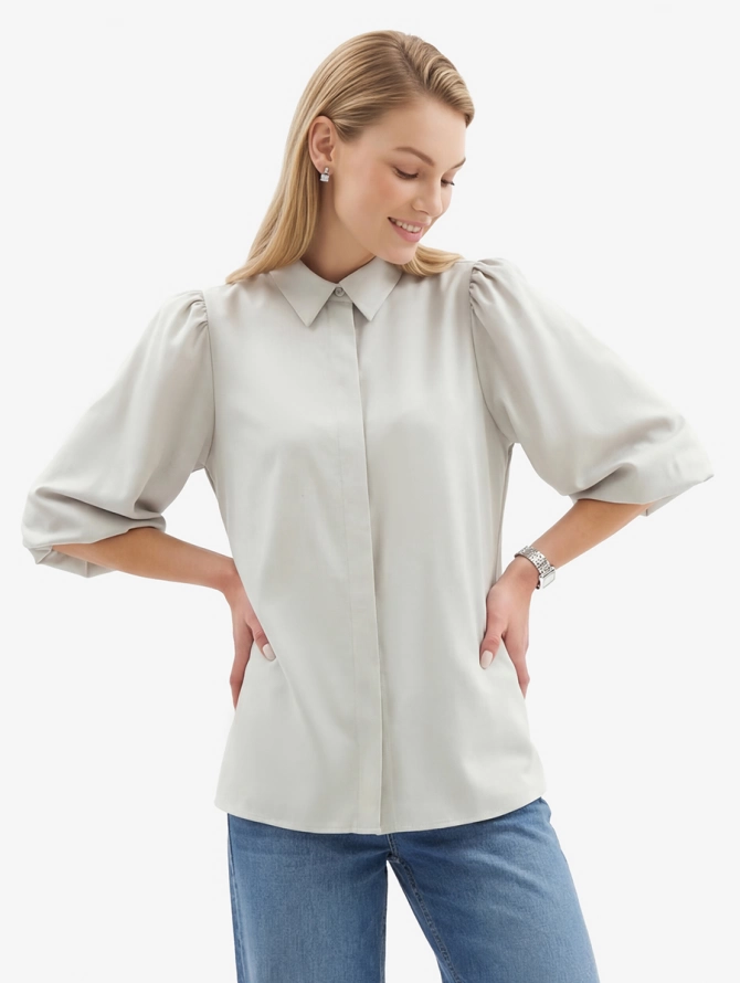 Блузка из костюмной ткани OD-1035-1 светло-серый