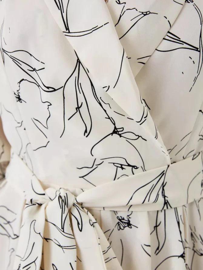 Платье с шалевым воротником OD-811-2 молочный