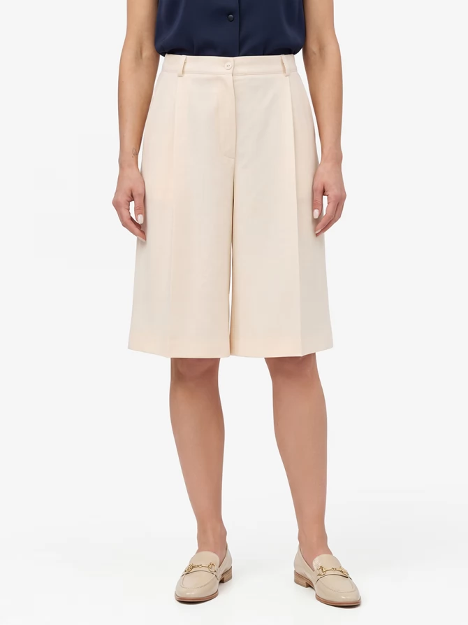 Бермуды из костюмной ткани OD-1037-1 молочный